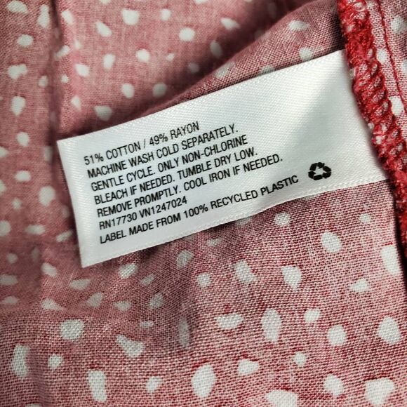 Ava & Viv Red White Polka Dot Long Sleeve Peasant Blouse 1X - Picture 6 of 7